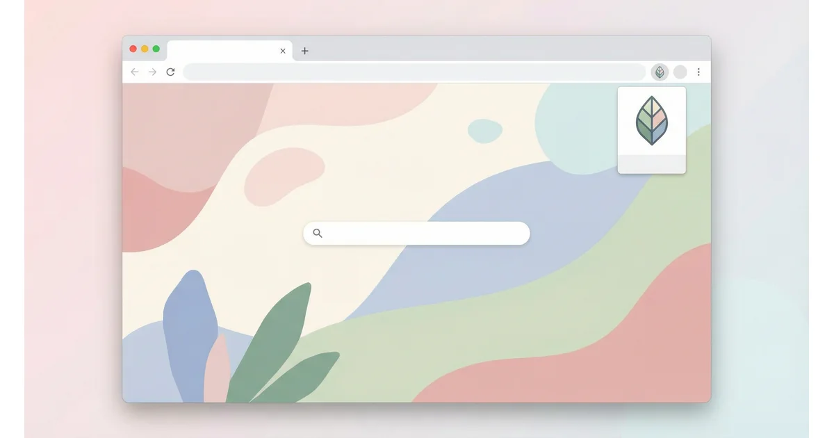 Chrome browser with extension icon and custom new tab page
